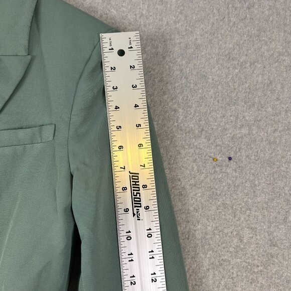 Zara Blazer Women Medium Light Green Longline Straight Single Vented Office NWOT - Picture 5 of 13